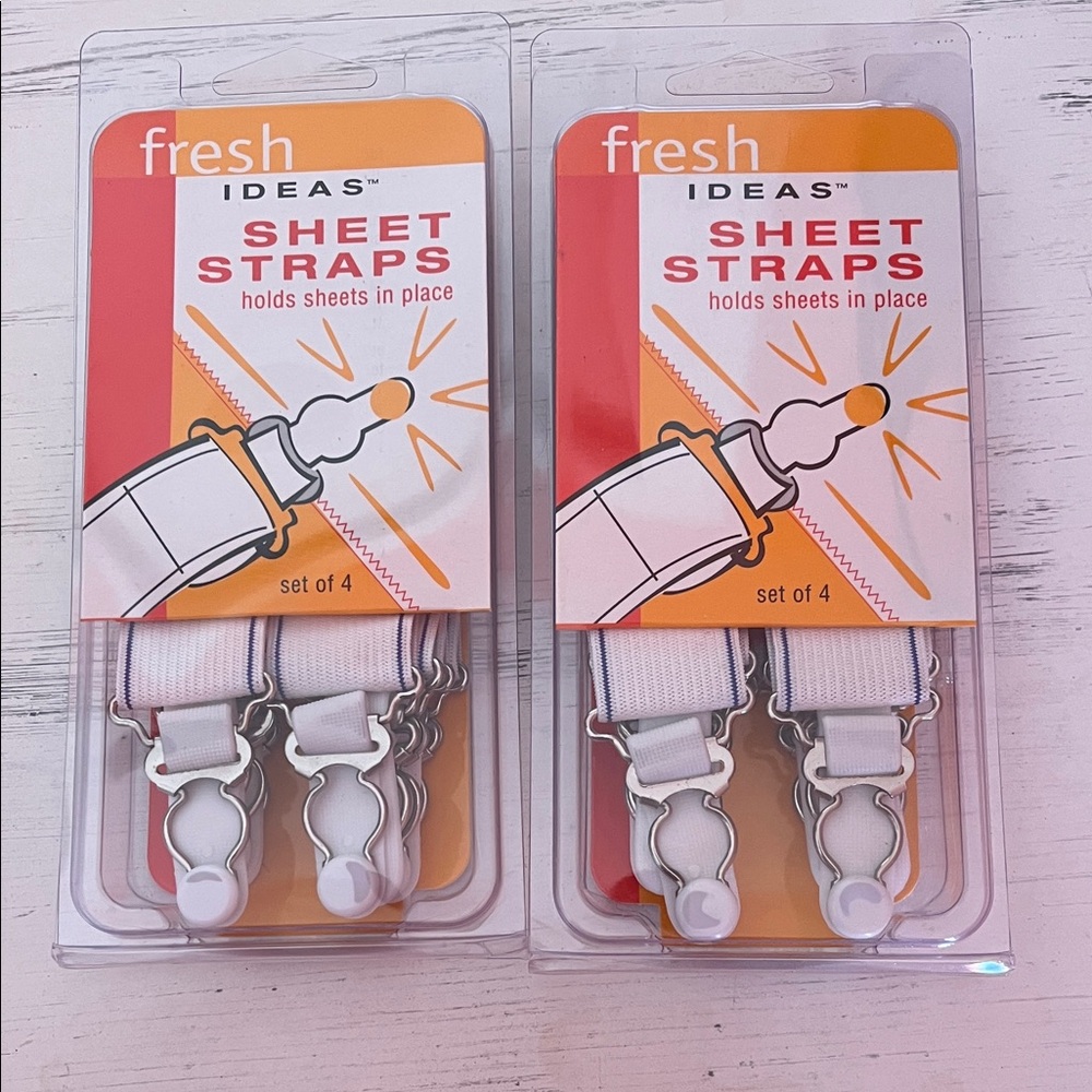 Fresh Ideas White Sheet Straps Set of 4